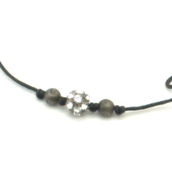 SILPADA Corded Cubic Zirconia 925 Sterling Silver Ball Petite Choker Necklace - Picture 4 of 15